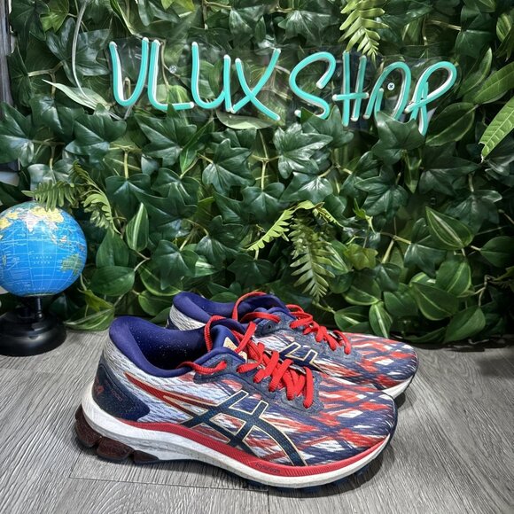 ASICS GT-1000 9 USA Running Shoes 1012A97 White Red Blue Womens Size 7.5 - Picture 1 of 10